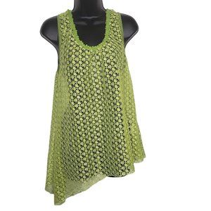 Adorn Fashion Women's Tank Top Green XL Swim Cover Sleeveless Asymmetric Hem